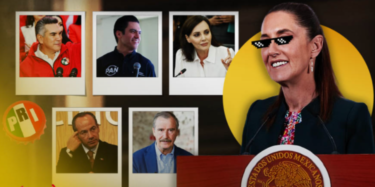 Sheinbaum se ríe de “Nuevos perfiles” del PRI; tunde al PAN, Alito y Calderón