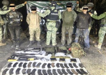 Ejército detiene a cuatro hombres y aseguran armas en Escuinapa Sinaloa