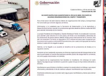 Ante el paro convocado por transportistas y agricultores en México, el gobierno federal asegura que no existen motivos para manifestarse y advierte afectaciones a terceros por bloqueos carreteros