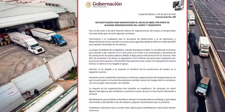 Ante el paro convocado por transportistas y agricultores en México, el gobierno federal asegura que no existen motivos para manifestarse y advierte afectaciones a terceros por bloqueos carreteros