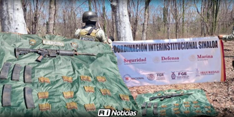 Aseguran arma y municiones en operativo en Elota