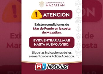 Alerta SSPM y Protección Civil por mar de fondo en playas de Mazatlán