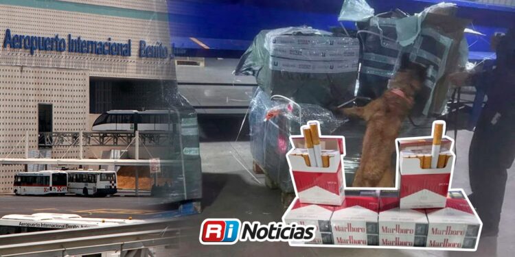 Decomisan en el AICM cargamento de cigarrillos con valor de 9.5 millones de pesos