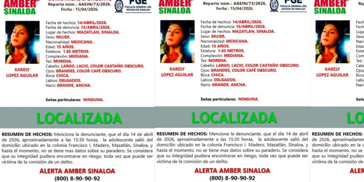 Localizan con vida a Karely de 15 años, fue reportada como desaparecida el 14 de abril en Mazatlán