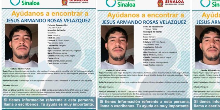 Activan ficha de búsqueda para buscar a Jesús Rosas, desapareció en Mazatlán el pasado viernes