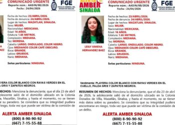 Activan Alerta Amber por desaparición de Lesly Ximena de 16 años en Mazatlán