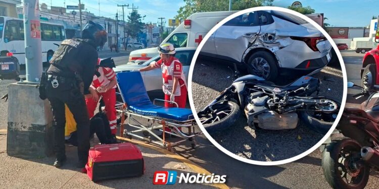 Motociclista resulta lesionado tras choque en cruce de Ejército Mexicano y Lola Beltrán en Mazatlán