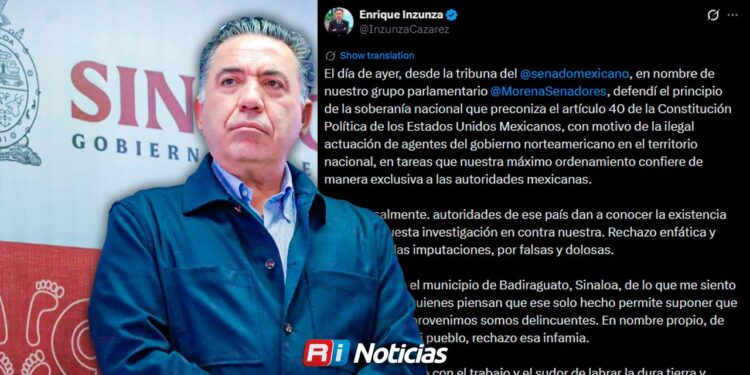 Enrique Inzunza rechaza acusaciones de EU y acusa ataque político tras señalamientos