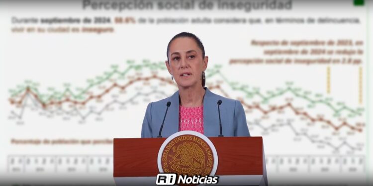 Sheinbaum destaca baja en percepción de inseguridad y asegura que continuará estrategia
