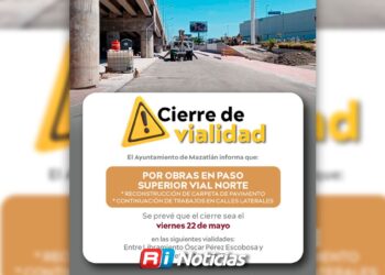 Anuncian cierre vial por obras en el Paso Superior Vial norte de Mazatlán