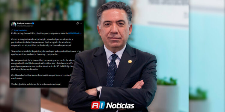 Enrique Inzunza confirma que acudirá a comparecer ante la FGR tras ser citado