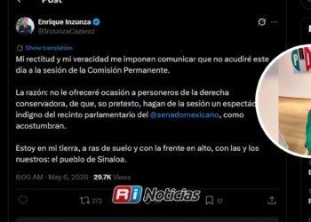 “Si estuviera con la frente en alto, estaría en su escaño”: Liliana Cárdenas sobre la ausencia de Enrique Inzunza Cázarez en el Senado