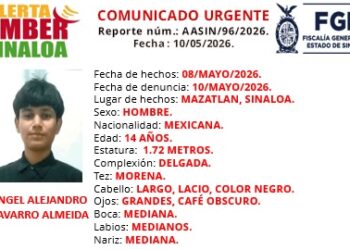 Activan Alerta Amber por desaparición de Ángel Alejandro, joven de 14 años desaparecido en Mazatlán