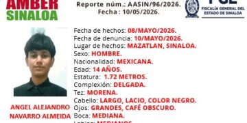 Activan Alerta Amber por desaparición de Ángel Alejandro, joven de 14 años desaparecido en Mazatlán