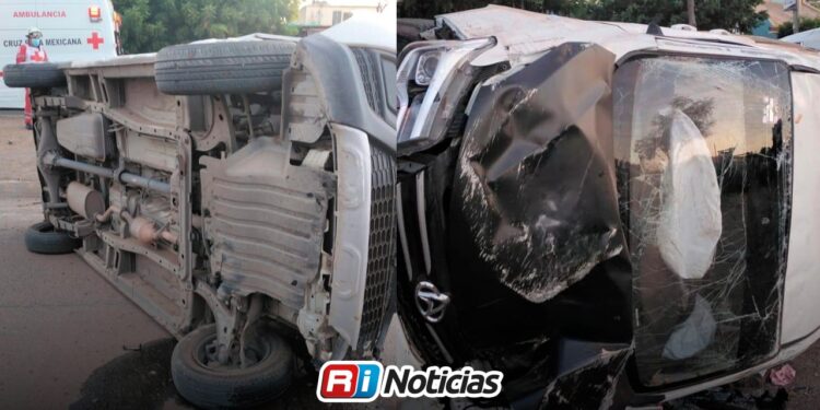 Volcadura deja dos lesionados sobre avenida De Las Torres en Mazatlán