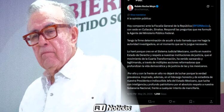 Rocha Moya comparece ante la FGR en Culiacán y reafirma disposición a colaborar