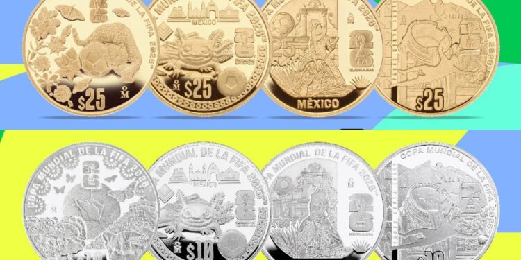 Banxico lanza monedas conmemorativas del Mundial 2026 con ajolotes, calaveras y símbolos culturales de México