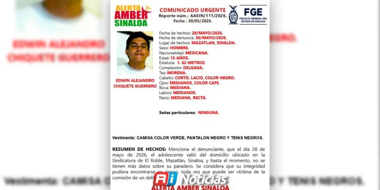 Buscan a Edwin Alejandro; joven de 15 desaparecido en Mazatlán