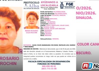 Activan Protocolo Alba en Sinaloa por la desaparición de María Rosario Olea Rochín en Culiacán