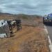 Choque con volcadura deja una persona lesionada en la autopista Mazatlán-Culiacán