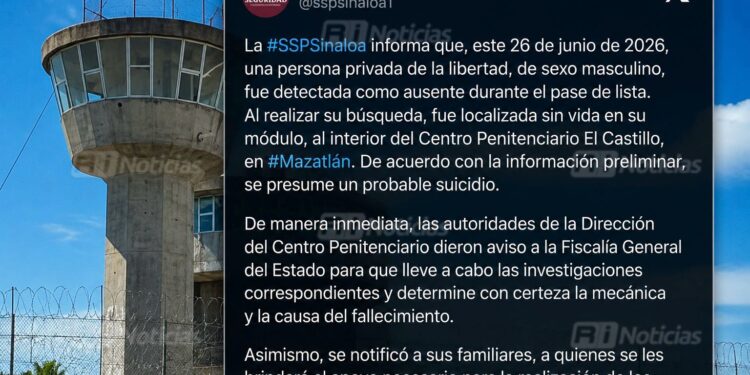 Localizan sin vida a interno del penal de El Castillo en Mazatlán; investigan probable suicidio