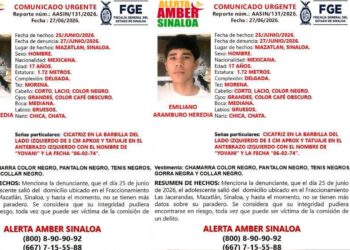 Activan Alerta Amber para localizar a Emiliano de 17 años desaparecido en Mazatlán