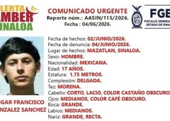 Activan Alerta Amber para localizar a Edgar González, joven desaparecido en Mazatlán