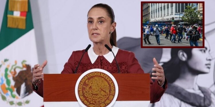 Sheinbaum atribuye a provocadores incidentes durante protesta de la CNTE