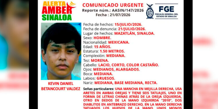 Activan Alerta Amber por desaparición de adolescente de 15 años en Mazatlán