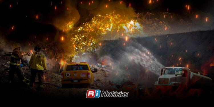Más de 120 personas combaten incendio en el Basurón Municipal de Mazatlán