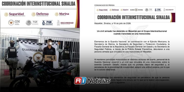 Detienen a hombre armado que circulaba en motocicleta en Mazatlán
