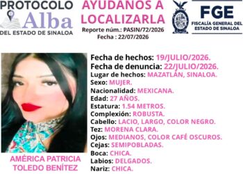 Activan Protocolo Alba en Mazatlán por la desaparición de América Patricia de 27 años