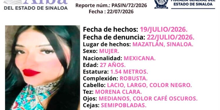 Activan Protocolo Alba en Mazatlán por la desaparición de América Patricia de 27 años