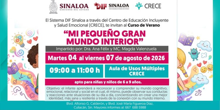 DIF Sinaloa invita al Curso de Verano “Mi Pequeño Gran Mundo Interior” para fortalecer el desarrollo emocional de niñas y niños