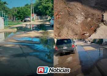 Desperdicio ininterrumpido de agua potable por fuga ignorada en la colonia Labastida Ochoa