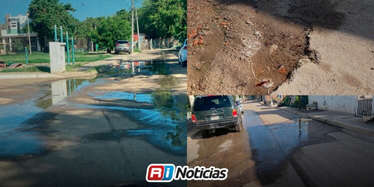 Desperdicio ininterrumpido de agua potable por fuga ignorada en la colonia Labastida Ochoa