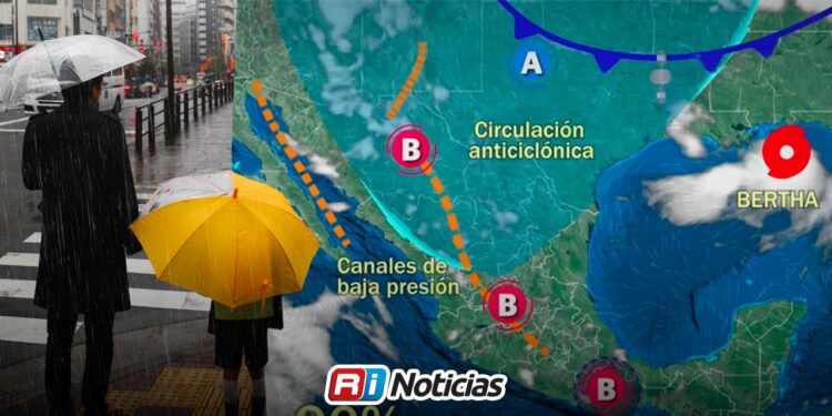 Lluvias fuertes afectarán a cinco estados este jueves por “Bertha”, el monzón mexicano y la onda tropical 20
