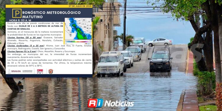 ATENCIÓN: Prevén lluvias ligeras en Mazatlán y oleaje elevado de hasta tres metros