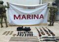 En tres acciones diferentes, Marina asegura arsenal y localiza a una persona privada de la libertad en Sinaloa