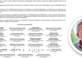 Gobernadores de la 4T cierran filas con Sheinbaum y llaman a Rocha a respetar la ley