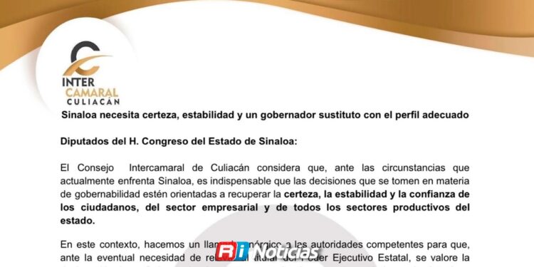Empresarios exigen un gobernador sustituto con capacidad para devolver estabilidad a Sinaloa