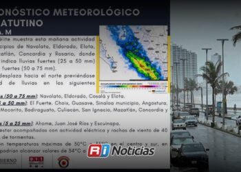 Prevén lluvias de hasta 75 milímetros en Mazatlán, Concordia y Rosario