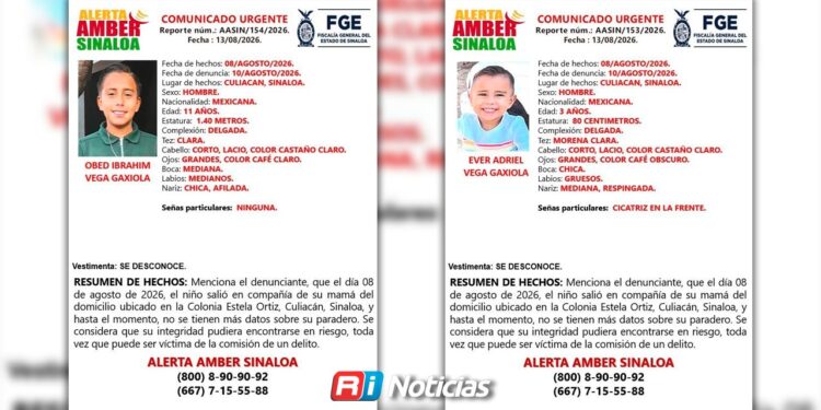 ALERTA AMBER: Buscan en Culiacán a dos hermanos reportados como desaparecidos