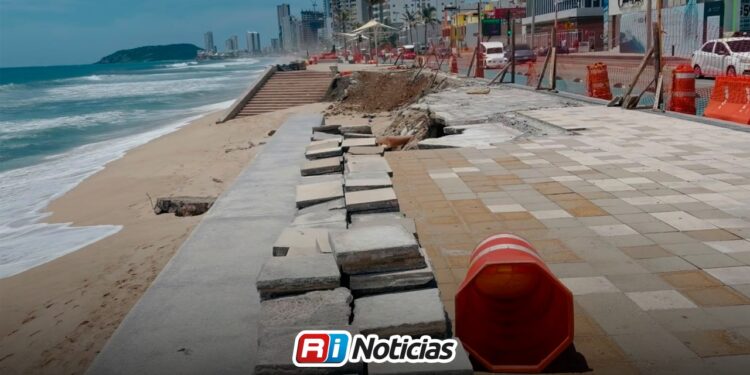 Tramo del Malecón afectado por marea alta continúa acordonado y sin avances visibles
