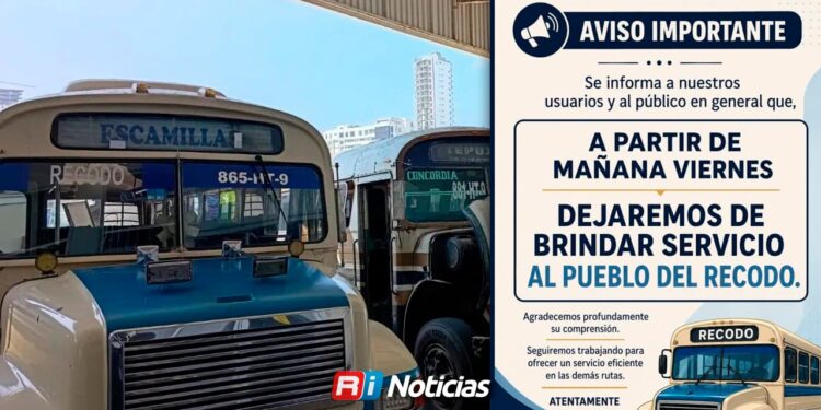 Camiones dejan de llegar a El Recodo; Servicio se reduce hasta Cofradía a partir del viernes