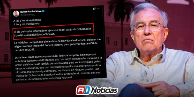 Gobernador de Sinaloa retoma el cargo tras 112 días de investigación de la FGR