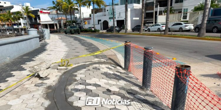 Rehabilitan tramo del malecón de Mazatlán afectado por el mar de fondo