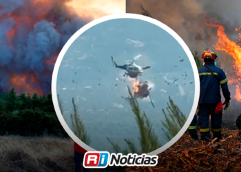 Chocan dos helicópteros durante combate a incendios forestales en Grecia
