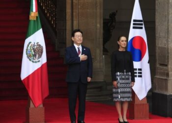 Sheinbaum recibe en Palacio Nacional al presidente de Corea del Sur, Lee Jae-myung