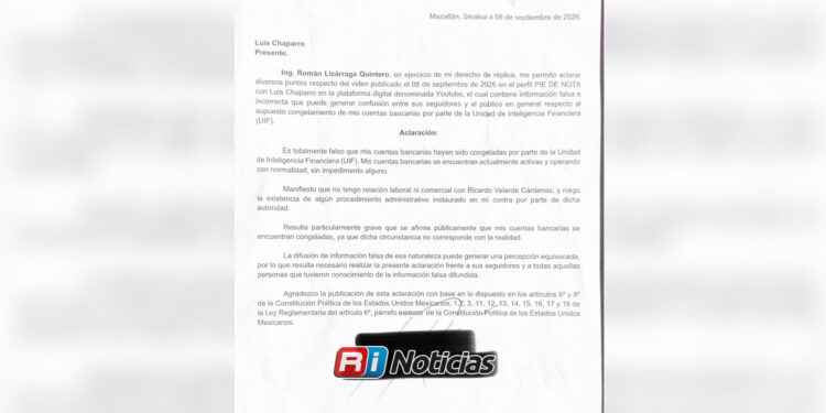 Román Lizárraga niega congelamiento de cuentas y relación con Ricardo Velarde